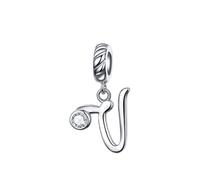 Ciondolo a forma di lettera in argento Sterling 925 con iniziali dell'alfabeto, regalo per mamma, cuore, da donna, ciondolo a forma di parola per braccialetto Pandora, talla única, Argento sterling