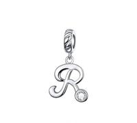 Ciondolo a forma di lettera in argento Sterling 925 con iniziali dell'alfabeto, regalo per mamma, cuore, da donna, ciondolo a forma di parola per braccialetto Pandora, talla única, Argento sterling