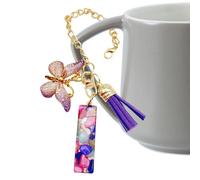 Ciondolo a forma di lettera per tazza, ciondolo a forma di lettera con farfalla e, e moderno portachiavi con iniziale, gioiello per bottiglia d'acqua per lo shopping all'aperto o come