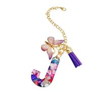 Ciondolo a forma di lettera per tazza, con farfalla e, ciondolo moderno e alla, per zaino, bottiglia d'acqua, gioiello per scuola, lavoro, attività all'aperto, escursionismo