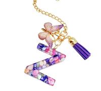 Ciondolo a forma di lettera per tazza, con farfalla e, ciondolo moderno e alla, per zaino, bottiglia d'acqua, gioiello per scuola, lavoro, attività all'aperto, escursionismo