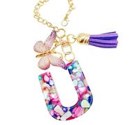 Ciondolo a forma di lettera per tazza, con farfalla e, ciondolo moderno e alla, per zaino, bottiglia d'acqua, gioiello per scuola, lavoro, attività all'aperto, escursionismo