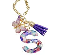 Ciondolo a forma di lettera per tazza, con farfalla e, ciondolo moderno e alla, per zaino, bottiglia d'acqua, gioiello per scuola, lavoro, attività all'aperto, escursionismo