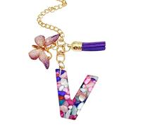 Ciondolo a forma di lettera per tazza, con farfalla e nappa, grazioso ciondolo moderno e alla moda, per zaino, bottiglia d'acqua, gioiello per scuola, lavoro, attività all'aperto, escursionismo