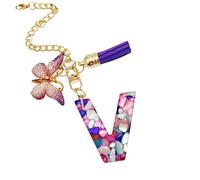 Ciondolo a forma di lettera per tazza, decorazione a forma di lettera con farfalla e, portachiavi moderno con iniziale, ciondolo per zaino, bottiglia d'acqua, gioiello per scuola