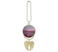 Ciondolo a forma di luna viola, in lega di zinco, per alleviare l'affaticamento visivo, portachiavi vintage, decorazione da appendere per interni dell'auto fortunata, Misura unica, Zinco