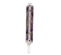 Ciondolo a forma di matita in ametista naturale, realizzato a mano, pietra per alleviare i 7 chakra, con energia carica Reiki, ciondolo per terapia di meditazione per pace interiore, armonia e