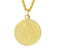Ciondolo a forma di moneta Shirdi Sai Baba placcato oro con catena per uomo e...