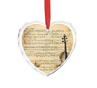 Ciondolo a forma di note musicali su carta antica in cristallo trasparente a forma di cuore, romantico, decorazione da appendere per fai da te, regalo per casa, finestra, auto, festa di nozze
