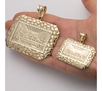 Ciondolo A Forma Di Nugget Testurizzato Ultima Cena In Oro Giallo Solido 10K