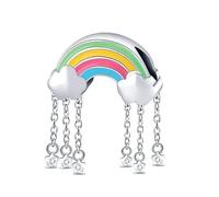 Ciondolo a forma di nuvola arcobaleno, in argento Sterling 925, compatibile con braccialetti Pandora