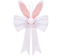 Ciondolo a forma di orecchie di coniglietto pasquale, in tessuto bianco, con luce a LED morbida, per porte e finestre, decorazione da appendere, per feste e matrimoni, altezza 54 cm