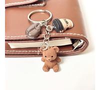 Ciondolo a forma di orsetto di peluche marrone (colore del chicco di caffè) con anello metallico, regalo per appassionati di caffè e compleanni, decorazioni per feste, borse e quaderni, accessori di m