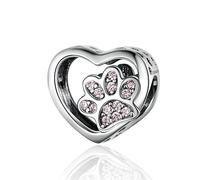 Ciondolo a forma di osso, in vero argento Sterling 925, con scritta "I Love My Dog", per braccialetti Pandora. e Argento, colore: Ciondoli Love, cod. YS-S3331
