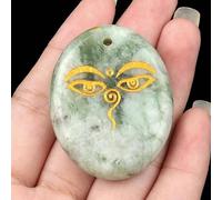 Ciondolo a forma di palma con pietra semi-preziosa in cristallo naturale, occhio di Buddha per meditazione, occhi che vedono tutti, 35*45MM, Cristallo naturale, Ametista