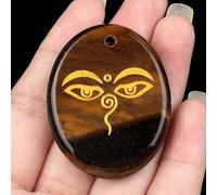 Ciondolo a forma di palma con pietra semi-preziosa in cristallo naturale, occhio di Buddha per meditazione, occhi che vedono tutti, 35*45MM, Cristallo naturale, Ametista