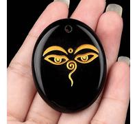 Ciondolo a forma di palma con pietra semi-preziosa in cristallo naturale, occhio di Buddha per meditazione, occhi che vedono tutti, 35*45MM, Cristallo naturale, Ametista