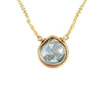 Ciondolo a forma di pera sfaccettata verde acquamarina naturale da 13x9 mm, collana a forma di pera in argento sterling 925 con catena a maglie da 18 pollici, calmante, coraggio, chakra della gola,