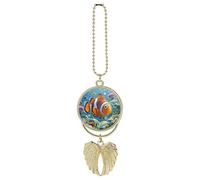 Ciondolo a forma di pesce pagliaccio in stile cartone animato, in lega di zinco, per alleviare l'affaticamento visivo, portachiavi vintage, decorazione da appendere per interni dell'auto, stile dorato