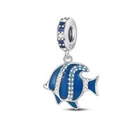 Ciondolo a forma di pesce tropicale che si illumina al buio, in argento Sterling 925, compatibile con braccialetti Pandora
