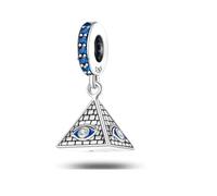 Ciondolo a forma di piramide di Fatima, con occhio che vede, in argento Sterling 925, compatibile con braccialetti Pandora