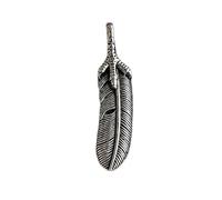 Ciondolo a forma di piuma in acciaio inossidabile 60x15mm placcato argento, collana con charm senza catena, realizzata a mano per uomo e donna, gioiello significativo simbolo di potere |LK_SSC_0133