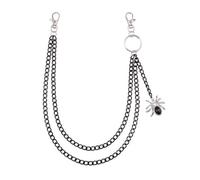 Ciondolo a forma di ragno con cristalli neri, pantaloni a strati, catena per donne e uomini, punk, gotico, rock, portafoglio, cintura, tasca in vita, jeans, catene alla moda, hip hop, gotico, street