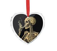 Ciondolo a forma di scheletro con sigaretta accesa in cristallo trasparente a forma di cuore, romantico, decorazione da appendere per fai da te, regalo per casa, finestra, auto, festa di nozze