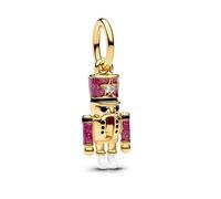 Ciondolo a forma di schiaccianoci dorato, in argento 925, compatibile con braccialetti Pandora, Trollbeads, Chamilia, Biagi e molti altri braccialetti con charm del Regno Unito.