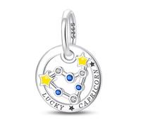 Ciondolo a forma di segno zodiacale dell'oroscopo, in argento Sterling 925, compatibile con ciondoli Pandora e molti altri braccialetti con charm del Regno Unito (Capricorno)