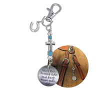 Ciondolo a forma di sella e briglia, con scritta "Bless This Horse and Rider Keep Safe Briglie", idea regalo per cavaliere, corde di sella e appassionati di equitazione, ornamento da appendere (pietra