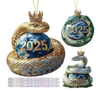 Ciondolo a forma di serpente a forma di corona, in acrilico 2D, con ciondolo a forma di serpente in terra, 3 decorazioni da appendere per specchietto retrovisore 'auto, ornamento a forma di corona