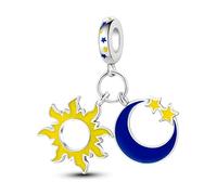 Ciondolo a forma di sole, luna, stella, cielo stellato, in argento Sterling 925, compatibile con braccialetti Pandora