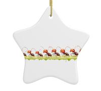 Ciondolo a forma di stella in ceramica a forma di albero di Natale Xbkgoha con formiche migratorie, stampato progettato specificamente per le vacanze, 7,9 x 7,9 cm