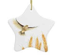 Ciondolo a forma di stella in ceramica a forma di albero di Natale, Yyhwhjde, allodole che volano sopra i campi di grano, stampe decorative per centri commerciali, supermercati, negozi
