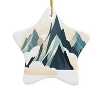 Ciondolo a forma di stella in ceramica a forma di albero di Natale Yyhwhjde con montagne tra le nuvole, progettato specificamente per le vacanze, 7,9 x 7,9 cm