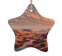 Ciondolo a forma di stella in ceramica con albero di Natale WHJSSF The Golden Red Desert Picture progettato specificamente per le vacanze 7,9 x 7,9 cm