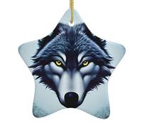 Ciondolo a forma di stella in ceramica per albero di Natale DDCXZPP Fierce Wolf Head Stampe case, centri commerciali, supermercati e negozi