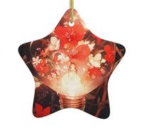 Ciondolo a forma di stella in ceramica per albero di Natale DDCXZPP Little Red Flower in The Light Bulb Stampe case, centri commerciali, supermercati e negozi
