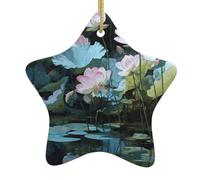 Ciondolo a forma di stella in ceramica per albero di Natale Yyhhaofa Riflessione di Lotus Modello Decorazione Centri, Supermercati, Negozi