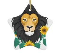 Ciondolo a forma di stella in ceramica per albero di Natale Yyhwhjde Il leone tra i girasoli stampe decorazione centri commerciali, supermercati, negozi