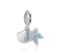Ciondolo a forma di stella marina blu, compatibile con braccialetti Pandora, regalo di Natale e compleanno, per donne, figlia, sorella, nipote