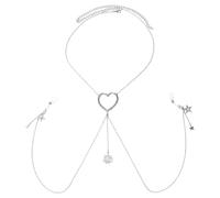 Ciondolo a forma di stella, non forato, per capezzoli, catena per il corpo, ciondolo a forma di cuore, gioiello per reggiseno, accessori, One Size, come descritto, come descritto
