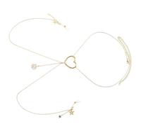 Ciondolo a forma di stella, non penetrante, per capezzoli, catena per il corpo, ciondolo a forma di fiore, gioiello a forma di cuore, accessori per, Misura unica, come descritto, come descritto