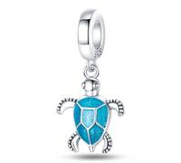 Ciondolo a forma di tartaruga marina che si illumina al buio, in argento Sterling 925, compatibile con braccialetti Pandora