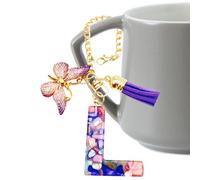 Ciondolo a forma di tazza | Ciondolo a forma di lettera con farfalla e , e moderno portachiavi con iniziale, gioiello per bottiglia d'acqua per shopping all'aperto decorazione zaino, Refer