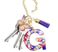 Ciondolo a forma di tazza, ciondolo per borsetta con farfalla e nappa, grazioso portachiavi moderno con iniziale, ciondolo per zaino, bottiglia d'acqua, gioiello per scuola, lavoro, palestra, Refer to