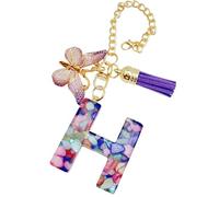 Ciondolo a forma di tazza, ciondolo per borsetta con farfalla e nappa, grazioso portachiavi moderno con iniziale, ciondolo per zaino, bottiglia d'acqua, gioiello per scuola, lavoro, palestra, Refer to