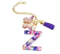 Ciondolo a forma di tazza, ciondolo per borsetta con farfalla e nappa, grazioso portachiavi moderno con iniziale, ciondolo per zaino, bottiglia d'acqua, gioiello per scuola, lavoro, palestra, Refer to