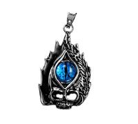 Ciondolo a forma di teschio di drago in acciaio inossidabile 45x28mm placcato argento, collana con charm senza catena, realizzata a mano per uomo e donna, gioiello significativo con simbolo di potere